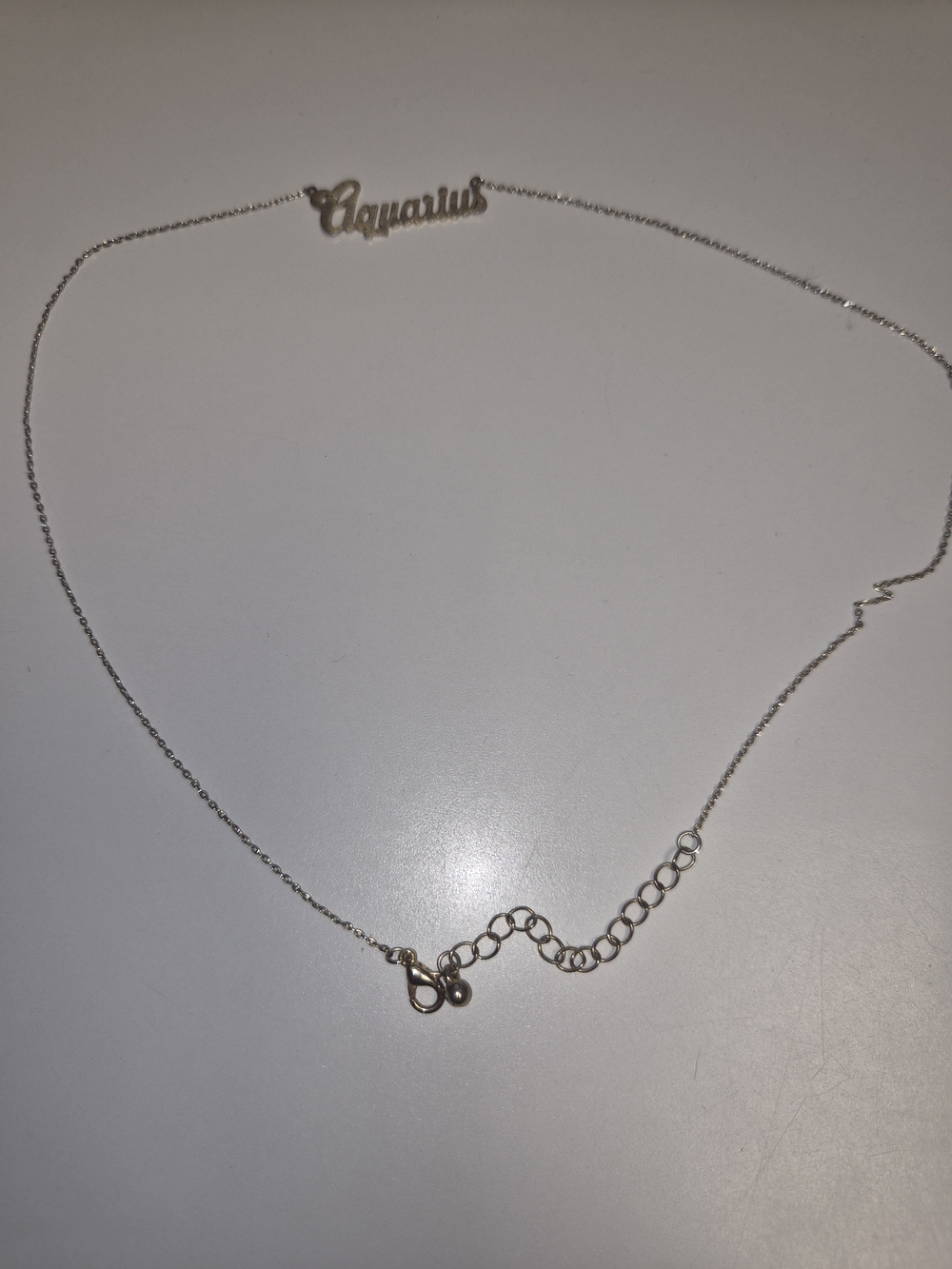 14k Gold Played Aquarius Script Necklace  - Women's Zodiac Pendant